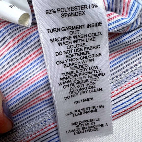 Vineyard Vines Sankaty Polo Shirt Boys XL Blue Red Grey Stripe Performance - Picture 7 of 7